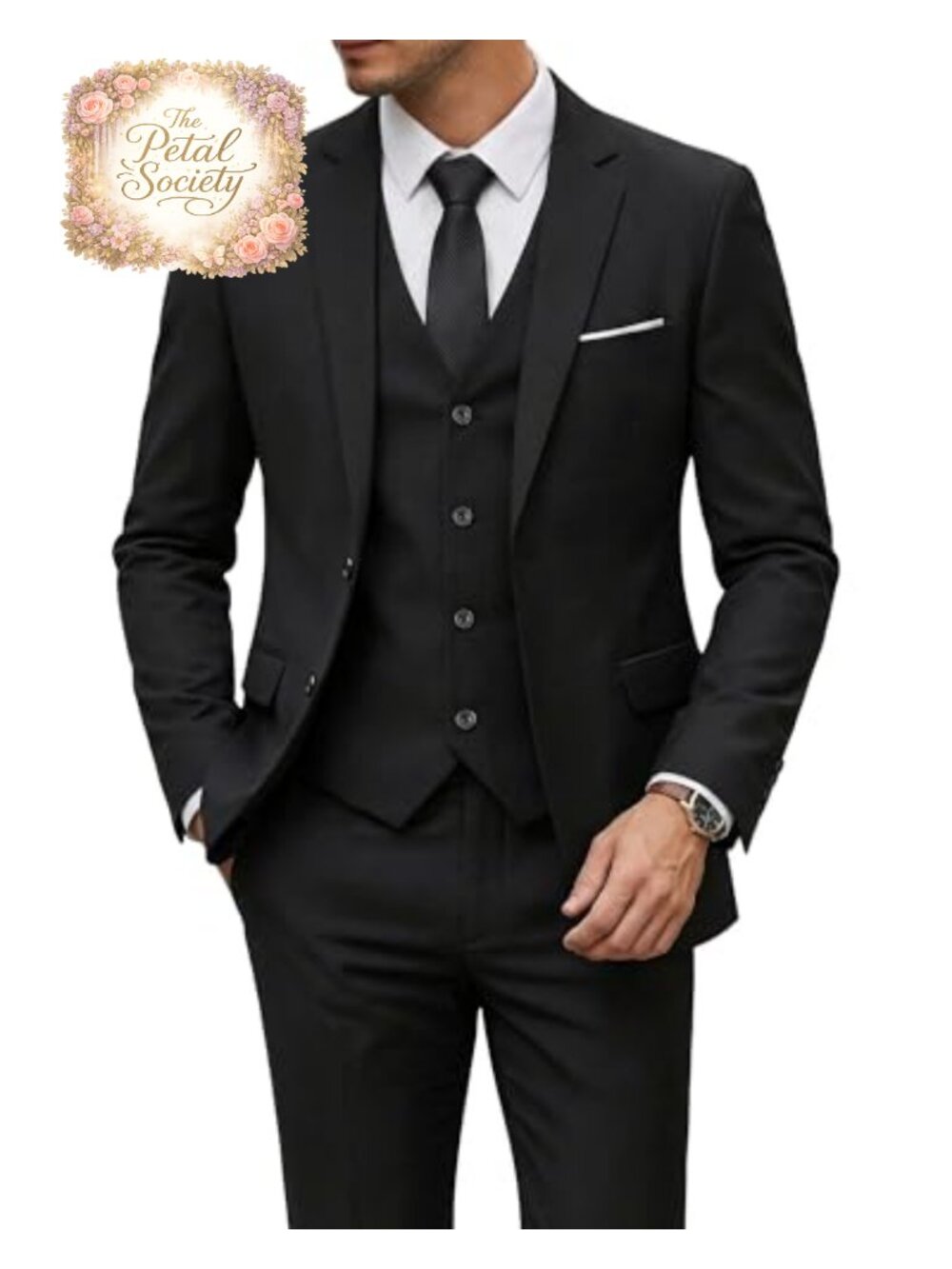 Men's 3 Piece Slim Fit Suit Set with Tie Formal Wedding Business